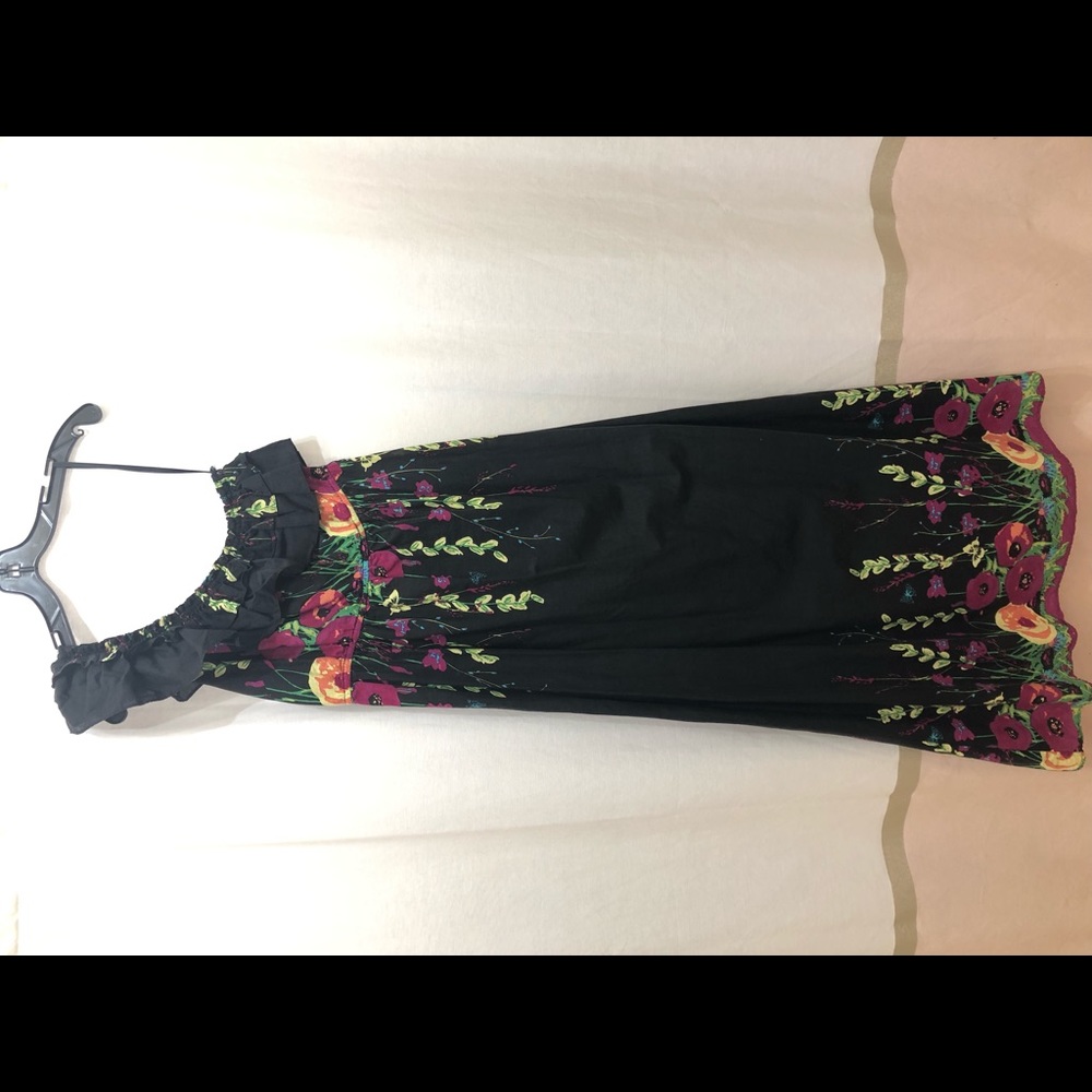 Black floral one shoulder dress